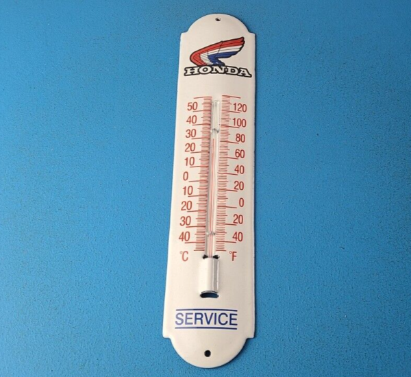 Vintage Honda Automobiles Sign Service Gas Pump Sign on Porcelain Thermometer 305764179922