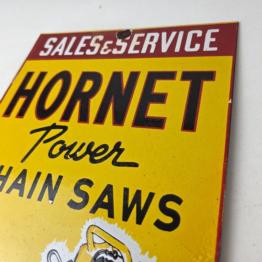 Vintage Hornet Chainsaw Sign - Porcelain Store Display Advertising Gas Sign - Image 12