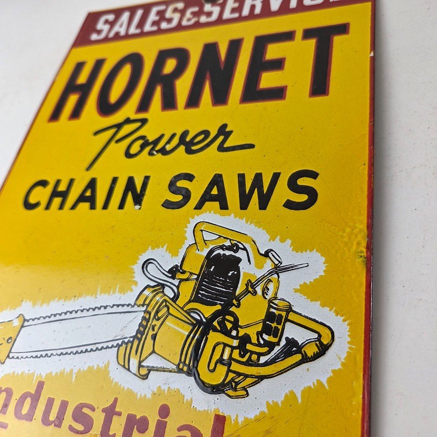 Vintage Hornet Chainsaw Sign - Porcelain Store Display Advertising Gas Sign - Image 13