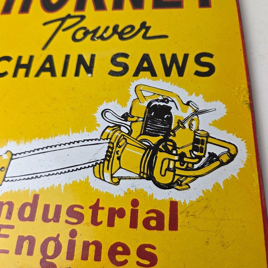 Vintage Hornet Chainsaw Sign - Porcelain Store Display Advertising Gas Sign - Image 4