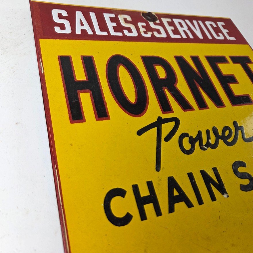 Vintage Hornet Chainsaw Sign - Porcelain Store Display Advertising Gas Sign - Image 5