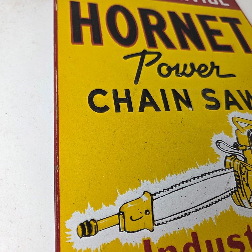 Vintage Hornet Chainsaw Sign - Porcelain Store Display Advertising Gas Sign - Image 6