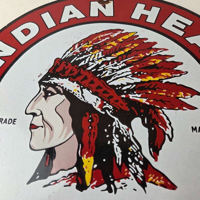 Vintage Indian Head Beer Sign - Adult Beverage Lager Brewing Porcelain Sign - Image 3