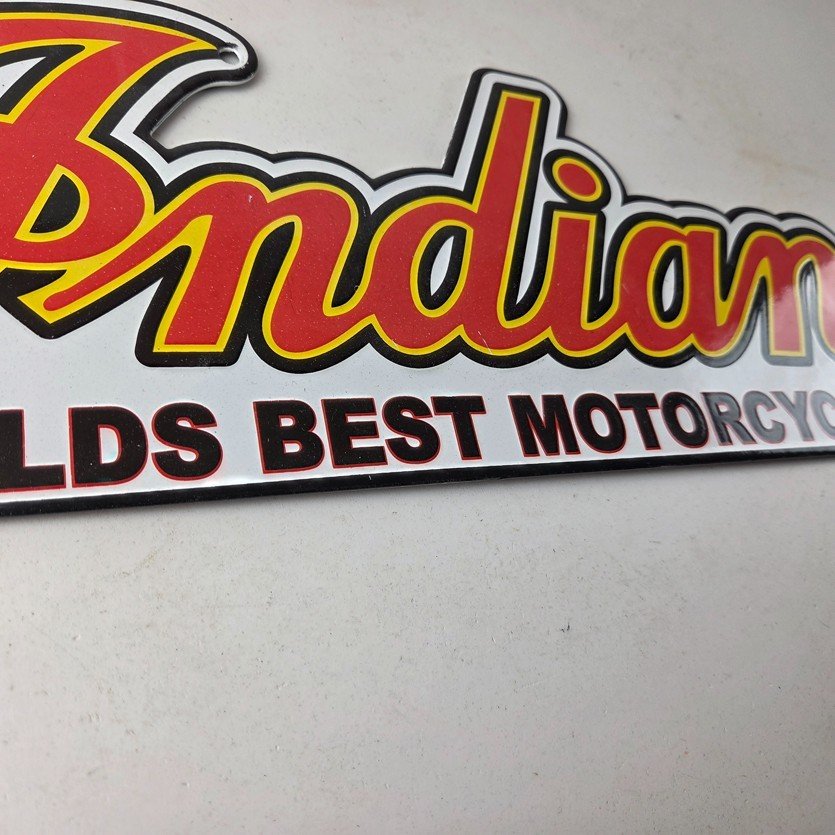 Vintage Indian Motorcycle Sign - 15 Inch Porcelain World's Best Gas Pump Sign - Image 11