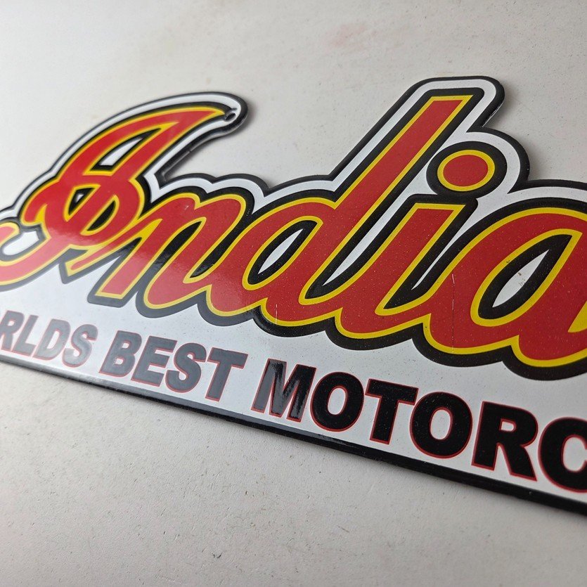 Vintage Indian Motorcycle Sign - 15 Inch Porcelain World's Best Gas Pump Sign - Image 12