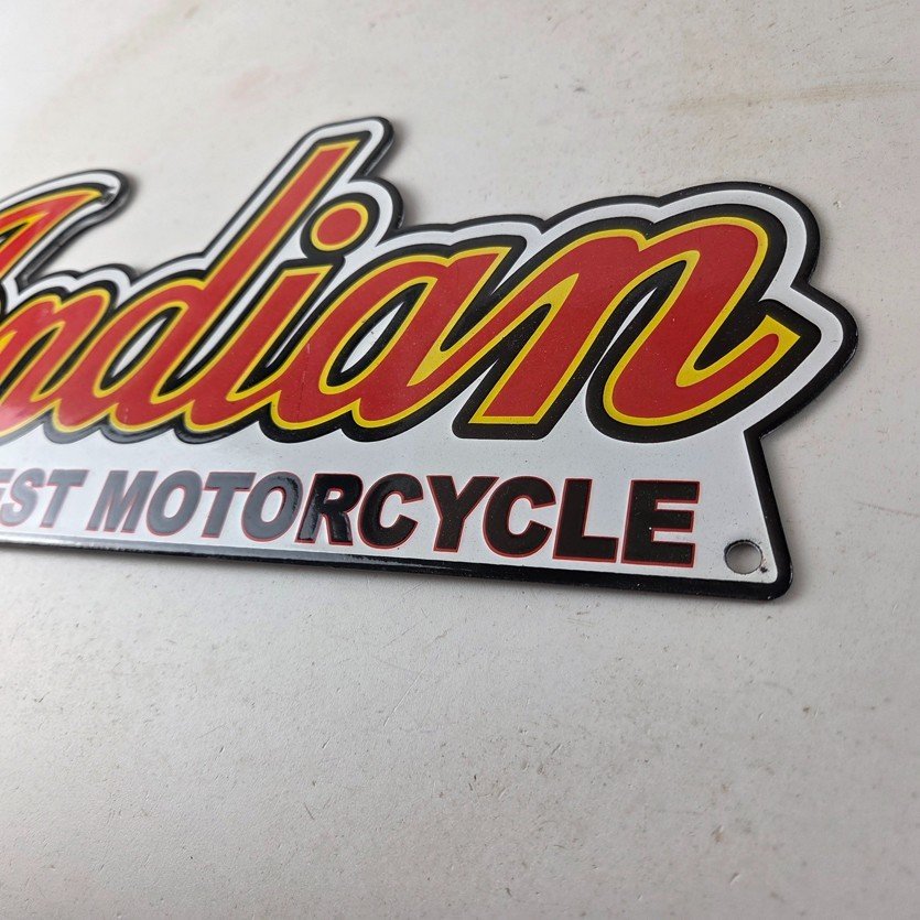 Vintage Indian Motorcycle Sign - 15 Inch Porcelain World's Best Gas Pump Sign - Image 13