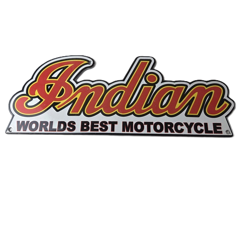 Vintage Indian Motorcycle Sign - 15 Inch Porcelain World's Best Gas Pump Sign