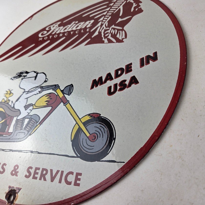 Vintage Indian Motorcycles Sign - Gas Pump Service Station Biker Porcelain Sign - Image 13