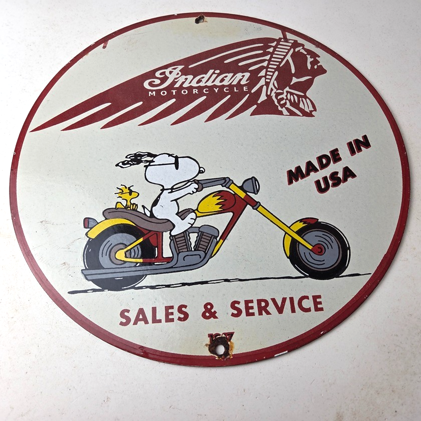 Vintage Indian Motorcycles Sign - Gas Pump Service Station Biker Porcelain Sign - Image 15