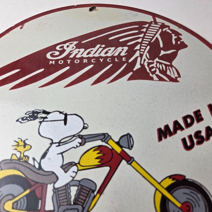 Vintage Indian Motorcycles Sign - Gas Pump Service Station Biker Porcelain Sign - Image 3
