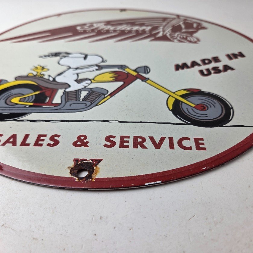 Vintage Indian Motorcycles Sign - Gas Pump Service Station Biker Porcelain Sign - Image 10