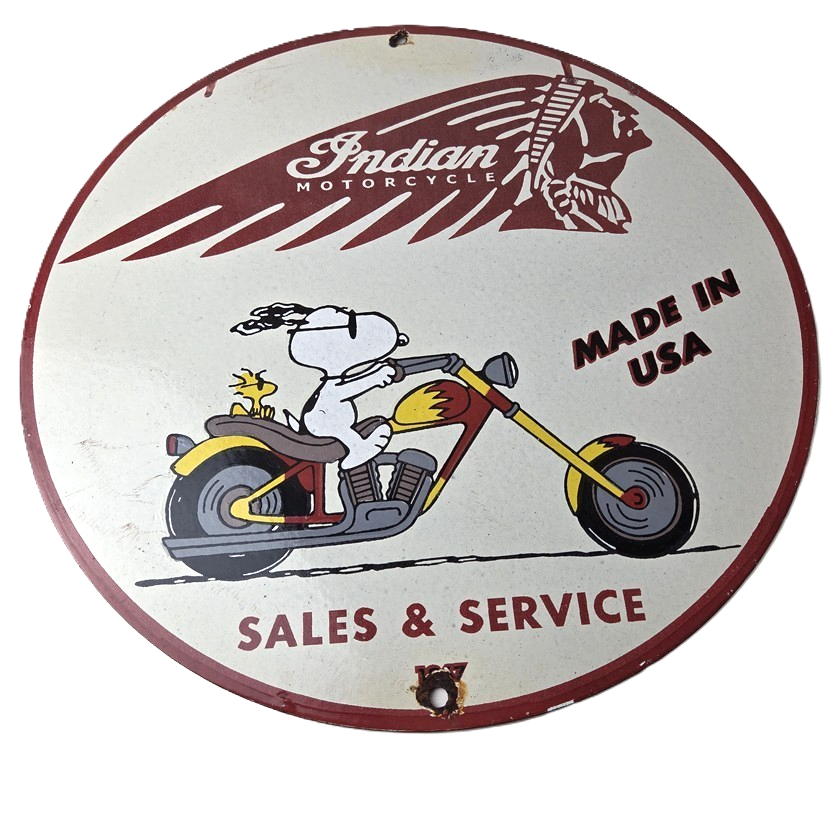 Vintage Indian Motorcycles Sign - Gas Pump Service Station Biker Porcelain Sign