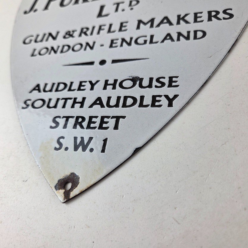 Vintage James Purdey Sign - Gun Firearm Makers Hunters Gas Porcelain Sign - Image 14