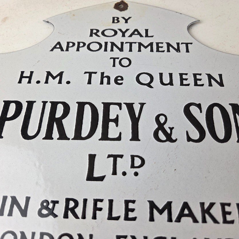 Vintage James Purdey Sign - Gun Firearm Makers Hunters Gas Porcelain Sign - Image 3