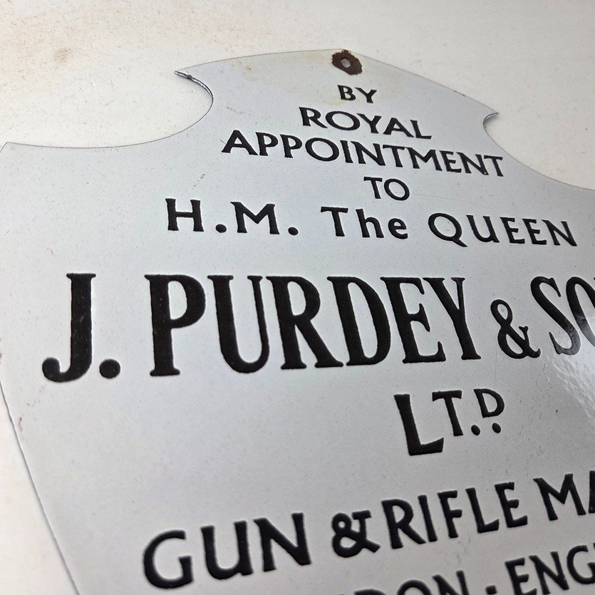 Vintage James Purdey Sign - Gun Firearm Makers Hunters Gas Porcelain Sign - Image 5