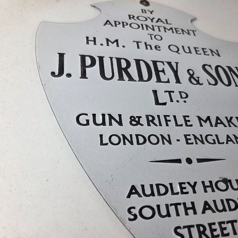 Vintage James Purdey Sign - Gun Firearm Makers Hunters Gas Porcelain Sign - Image 6