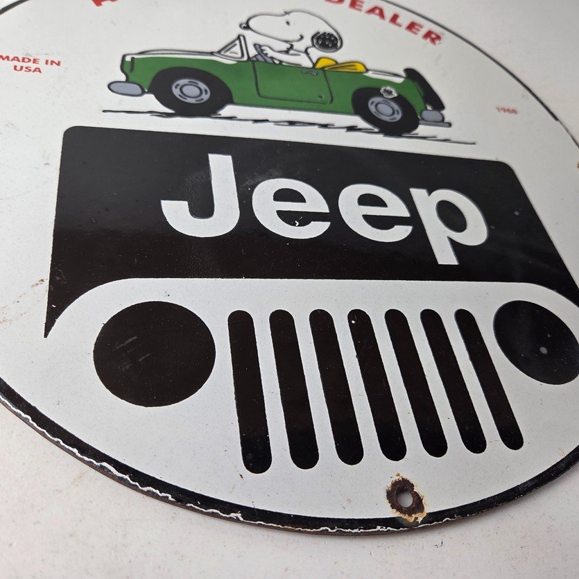 Vintage Jeep Sign - Snoopy Off Road Gas Pump Service Porcelain Sign - Image 11