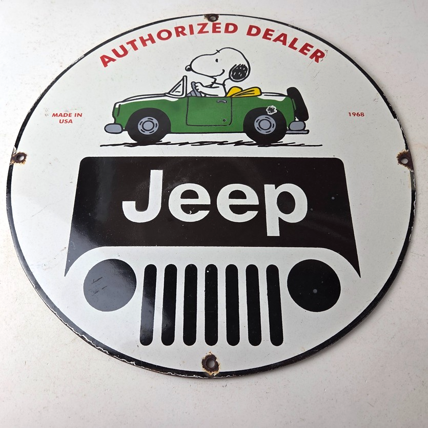 Vintage Jeep Sign - Snoopy Off Road Gas Pump Service Porcelain Sign - Image 15