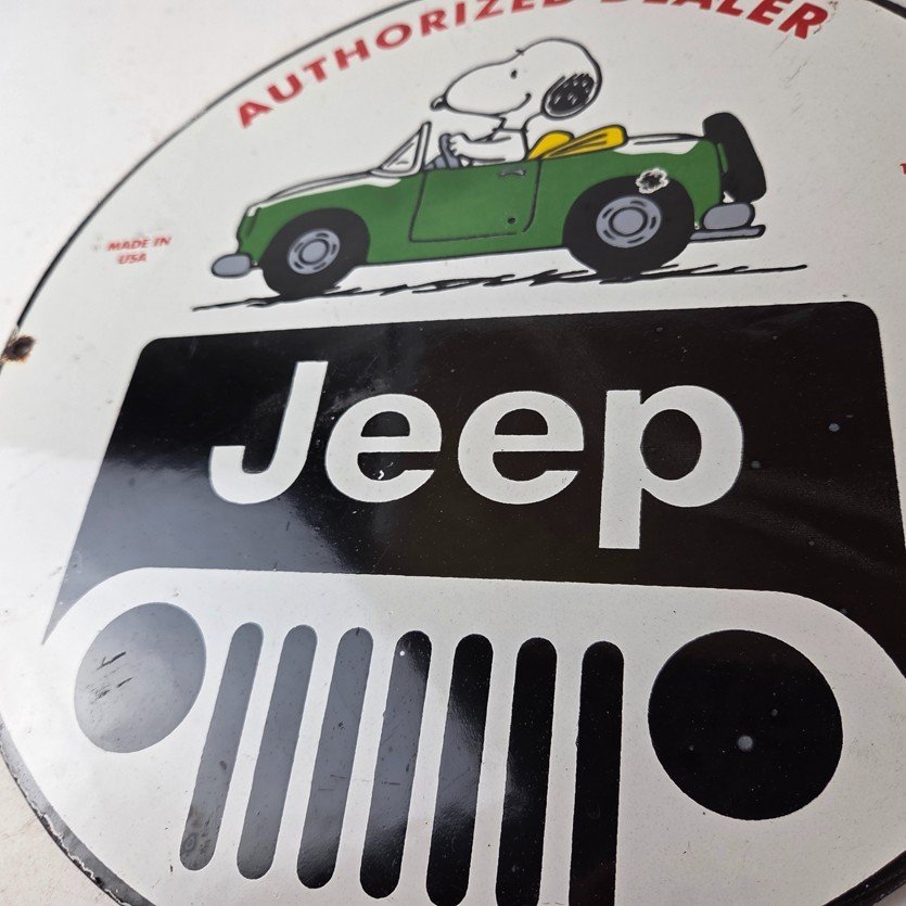 Vintage Jeep Sign - Snoopy Off Road Gas Pump Service Porcelain Sign - Image 4
