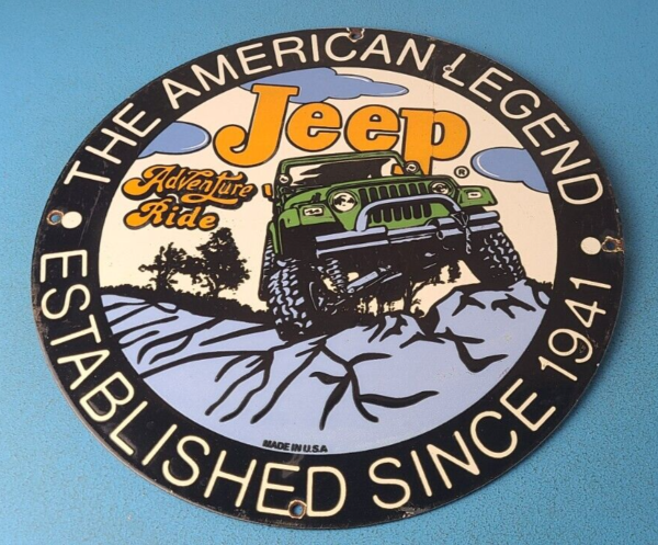 Vintage Jeep Vehicles Sign American Legend 4WD Ride Gas Pump Porcelain Sign 305786630302