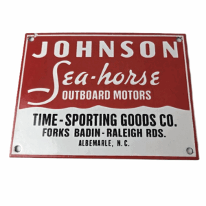 Vintage Johnson Sea Horse Sign - Boat Engines Outboards Porcelain Gas Pump Sign