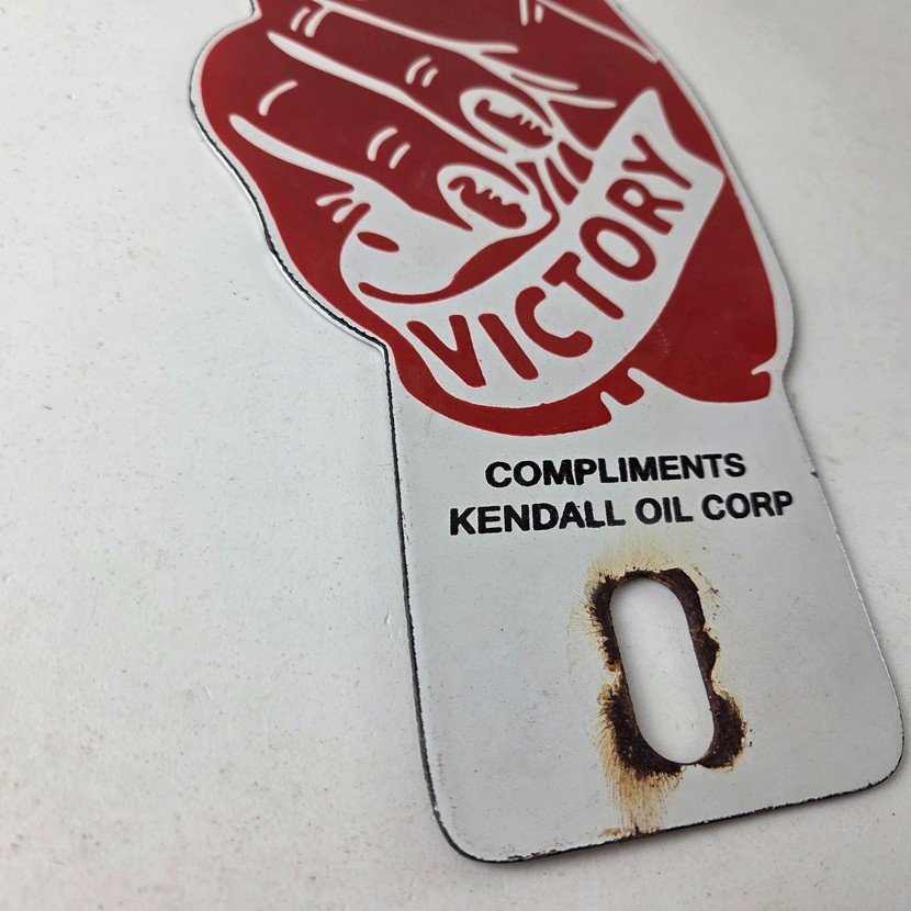 Vintage Kendall Gasoline Sign Topper - Porcelain License Plate Gas Auto Topper - Image 11