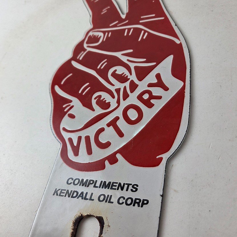 Vintage Kendall Gasoline Sign Topper - Porcelain License Plate Gas Auto Topper - Image 13