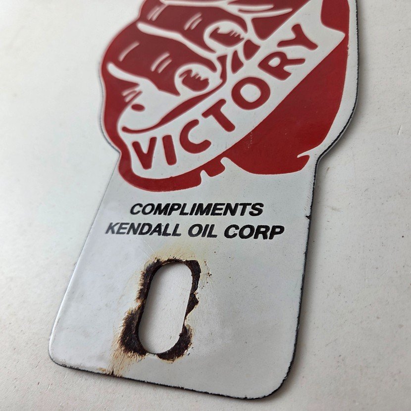 Vintage Kendall Gasoline Sign Topper - Porcelain License Plate Gas Auto Topper - Image 14