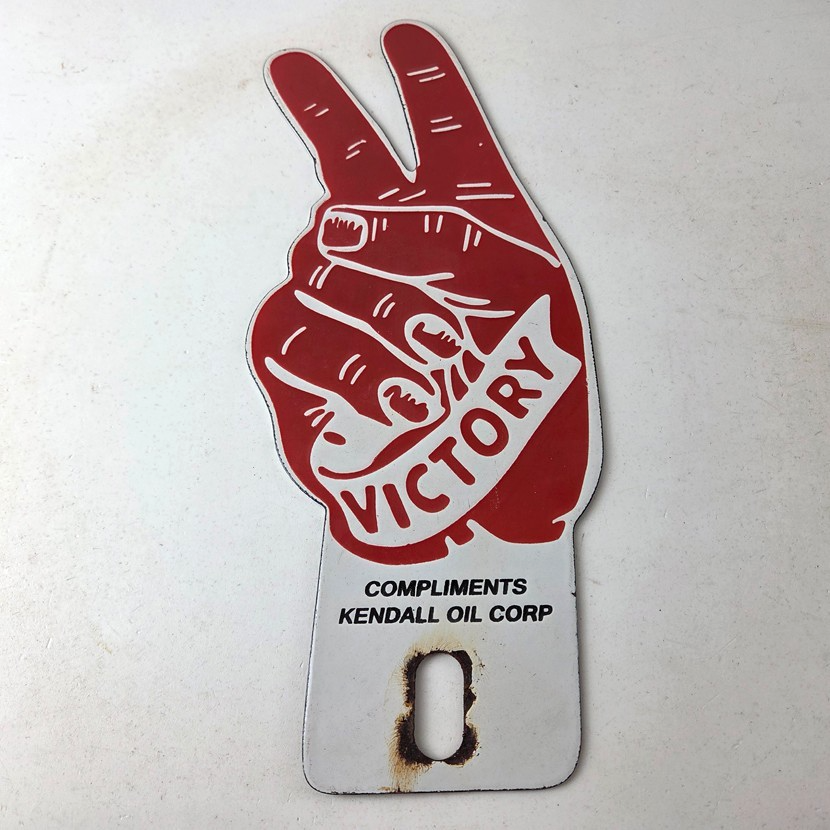 Vintage Kendall Gasoline Sign Topper - Porcelain License Plate Gas Auto Topper - Image 15