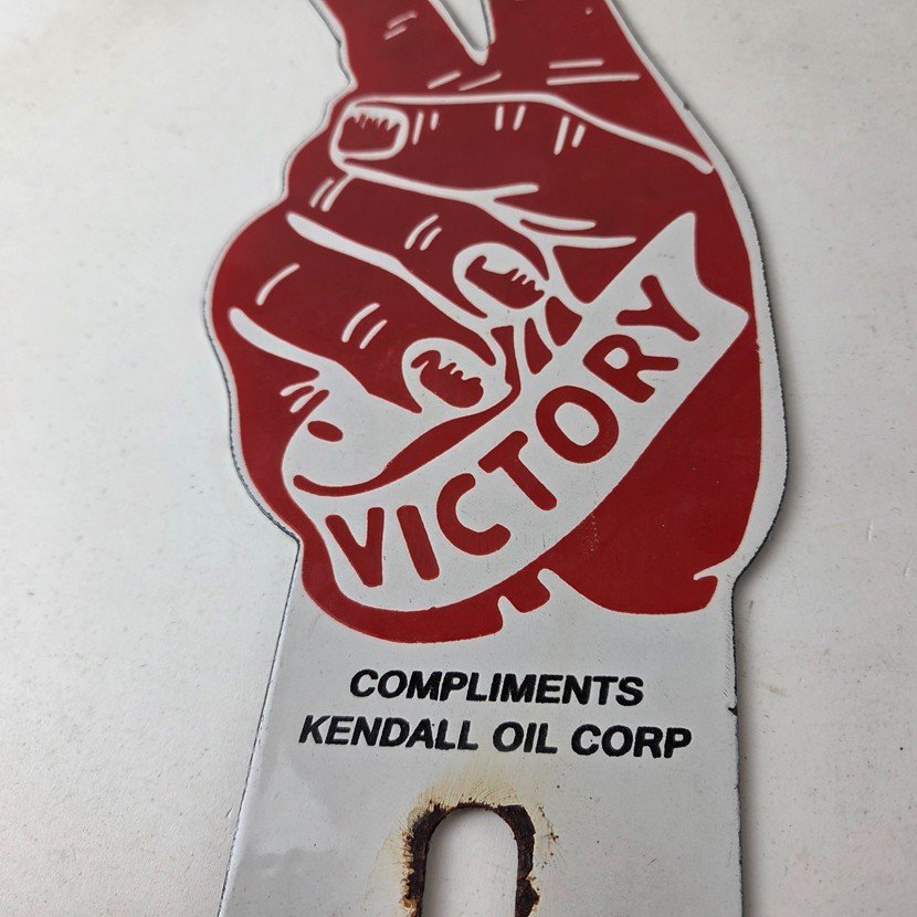 Vintage Kendall Gasoline Sign Topper - Porcelain License Plate Gas Auto Topper - Image 4