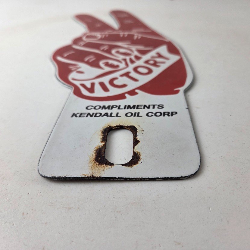 Vintage Kendall Gasoline Sign Topper - Porcelain License Plate Gas Auto Topper - Image 10