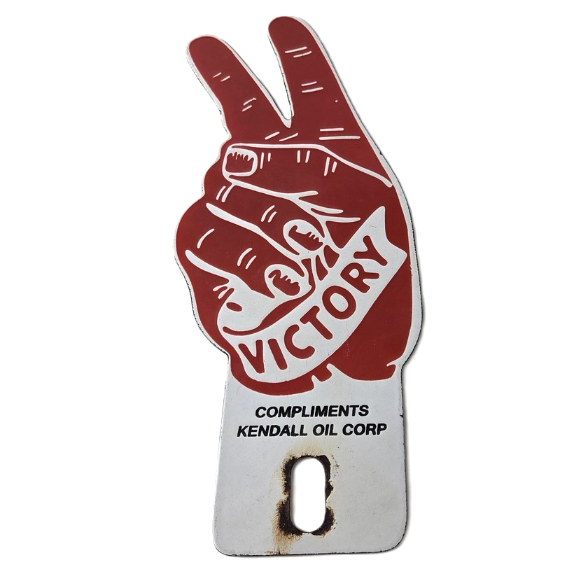 Vintage Kendall Gasoline Sign Topper - Porcelain License Plate Gas Auto Topper