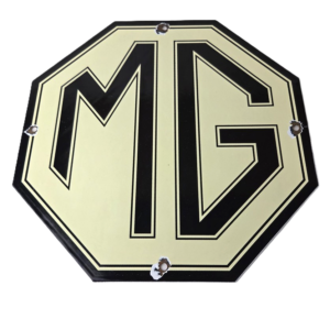 Vintage MG Midget Automobile Sign - England British Service Gas Pump Plate Sign