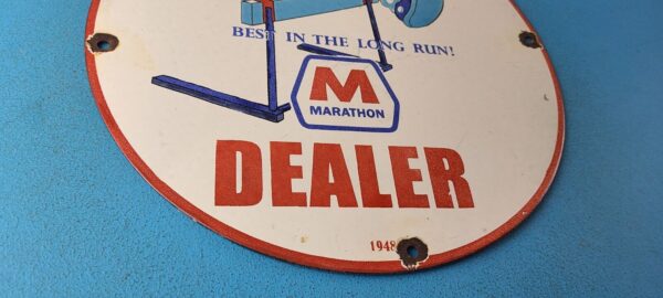 Vintage Marathon Gasoline Sign Porcelain Disney Mickey Station Pump Sign