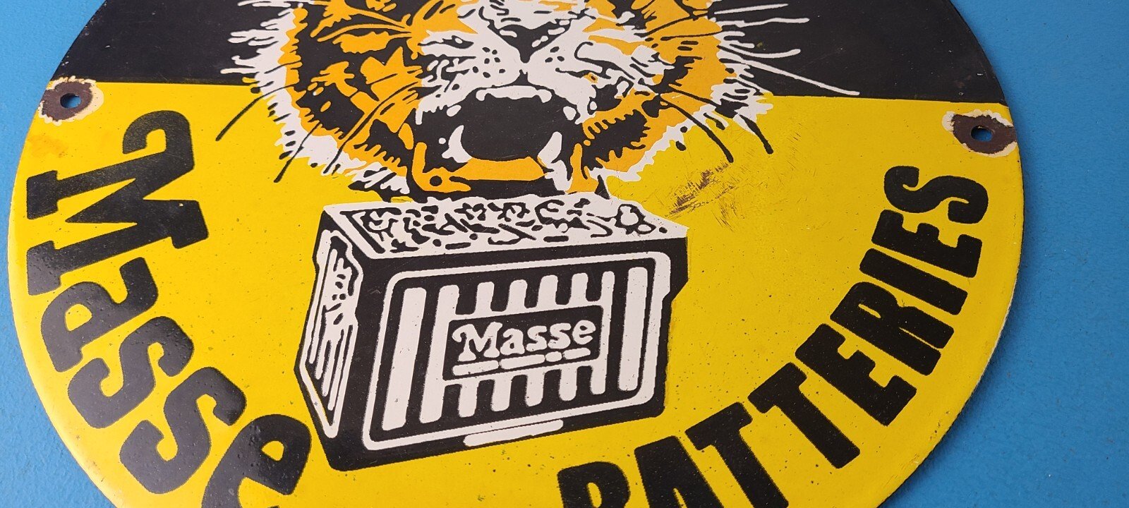 Vintage Masse Batteries Sign - Porcelain Auto Shop Garage Mechanic Gas Pump Sign - Image 12