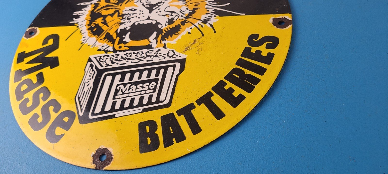 Vintage Masse Batteries Sign - Porcelain Auto Shop Garage Mechanic Gas Pump Sign - Image 10