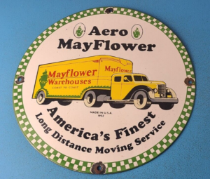 Vintage May Flower Service Sign Gas Truck Moving Pump Plate Advertising Sign 305849009672