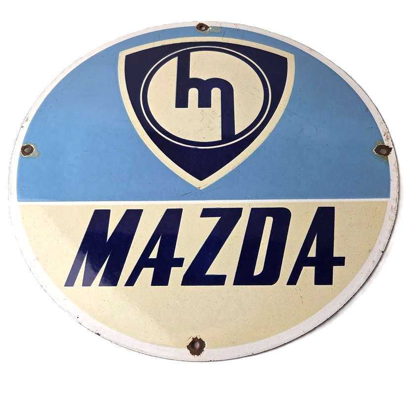 Vintage Mazda Porcelain Sign - Automobiles Mechanic Repair Shop Gas Pump Sign