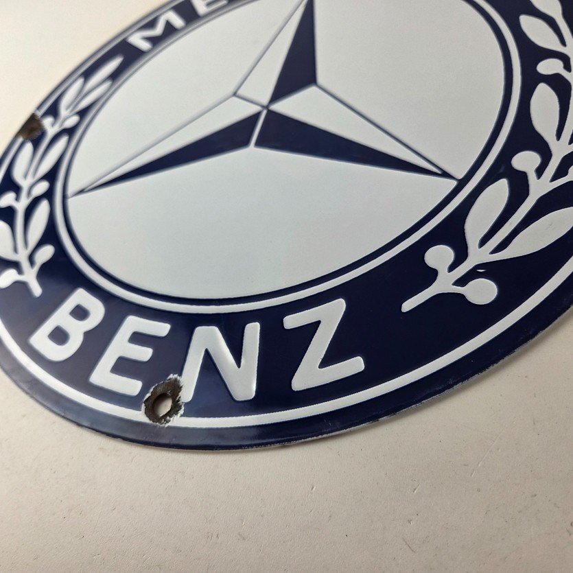 Vintage Mercedes Benz Sign - Porcelain Auto Shop Garage Gas Pump Plate Sign - Image 14