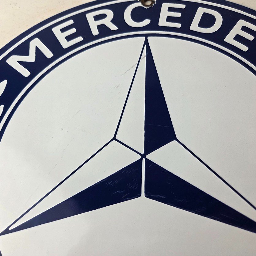 Vintage Mercedes Benz Sign - Porcelain Auto Shop Garage Gas Pump Plate Sign - Image 3