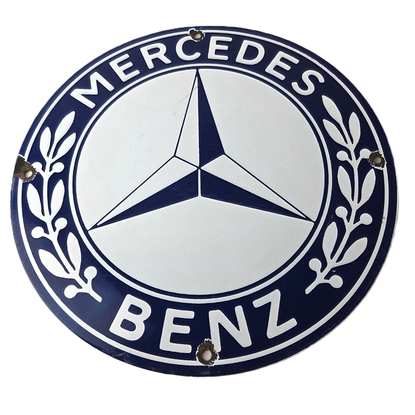 Vintage Mercedes Benz Sign - Porcelain Auto Shop Garage Gas Pump Plate Sign