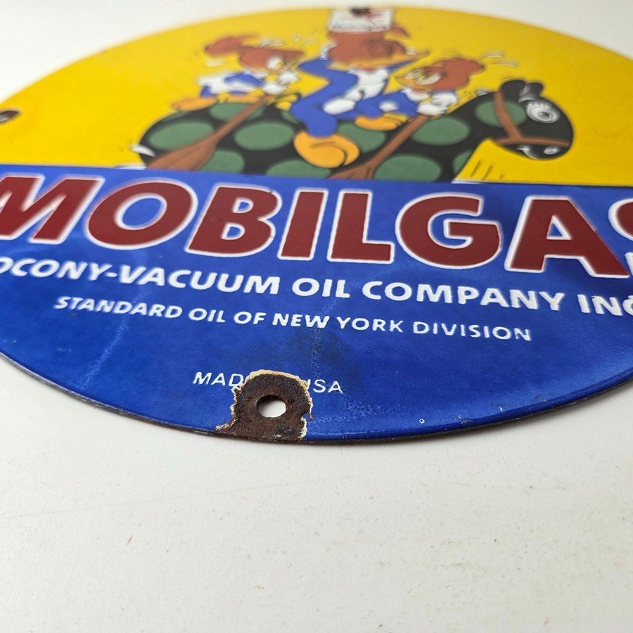 Vintage Mobil Gasoline Sign - Mobilgas Socony Gas Pump Plate Porcelain Sign - Image 12