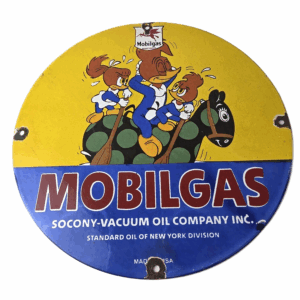 Vintage Mobil Gasoline Sign - Mobilgas Socony Gas Pump Plate Porcelain Sign