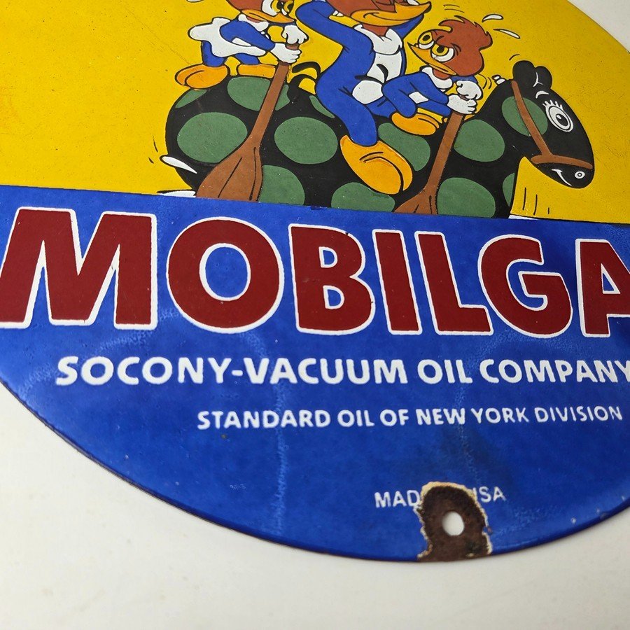 Vintage Mobil Gasoline Sign - Mobilgas Socony Gas Pump Plate Porcelain Sign - Image 8