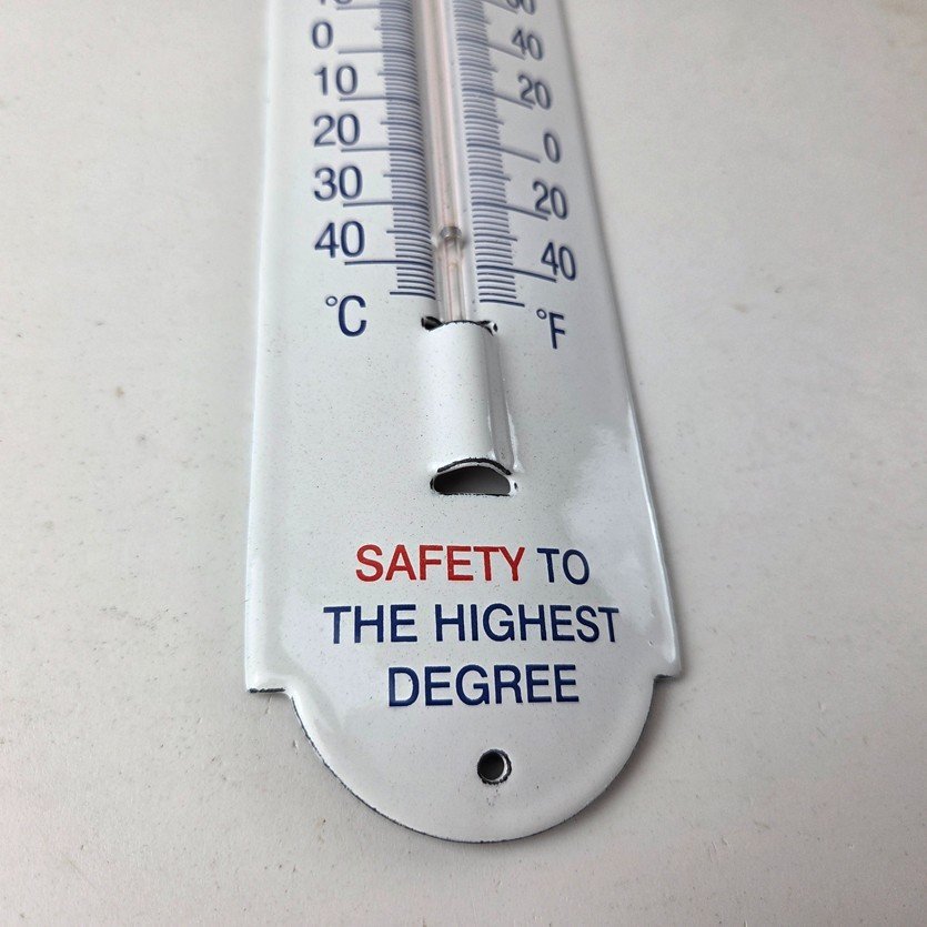 Vintage Mobil Safety Sign - Gas Service Pump Ad Sign on Porcelain Thermometer - Image 11