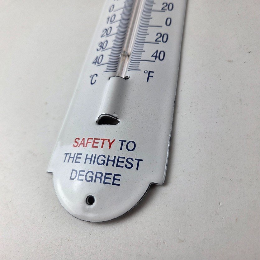 Vintage Mobil Safety Sign - Gas Service Pump Ad Sign on Porcelain Thermometer - Image 14