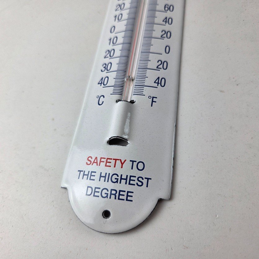 Vintage Mobil Safety Sign - Gas Service Pump Ad Sign on Porcelain Thermometer - Image 4