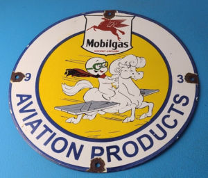 Vintage Mobil Sign Pegasus Mobilgas Casper Gas Oil Pump Service Porcelain Sign 305867592552