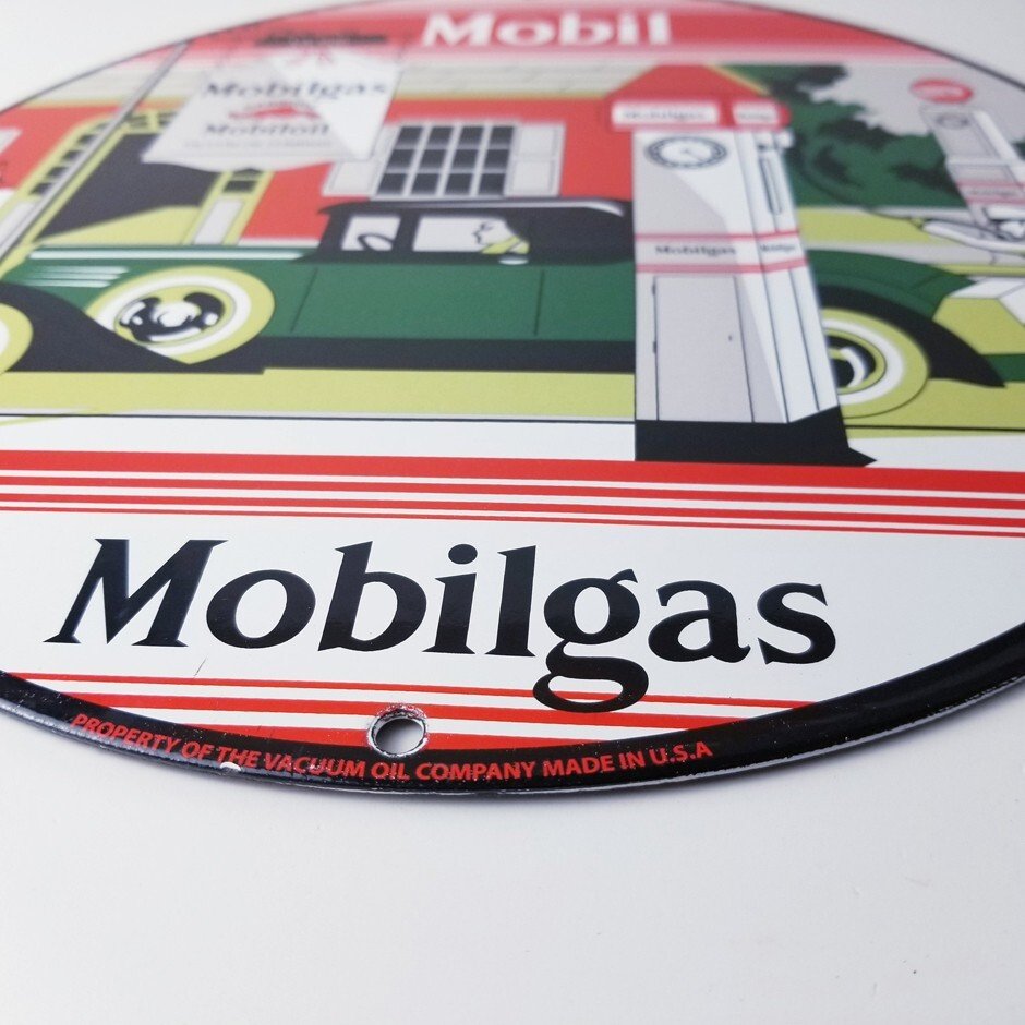 Vintage Mobilgas Sign - Gargoyle Mobil Filling Station Porcelain Gas Pump Sign - Image 11