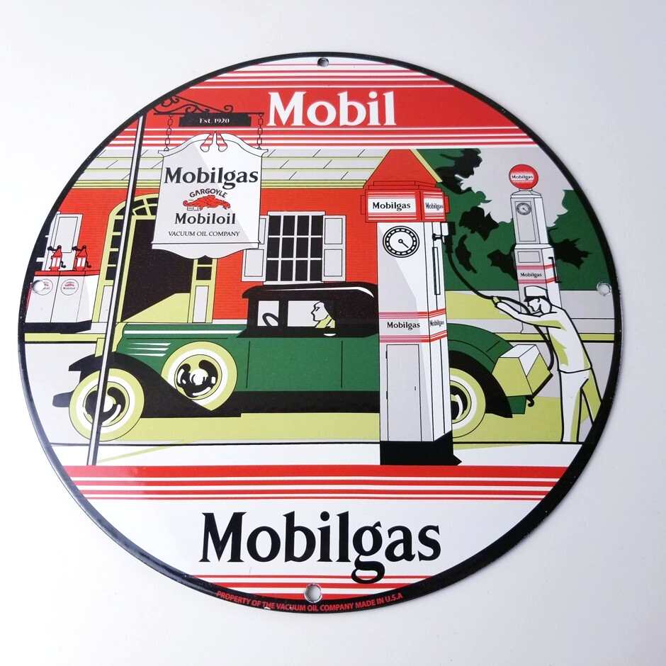 Vintage Mobilgas Sign - Gargoyle Mobil Filling Station Porcelain Gas Pump Sign - Image 12